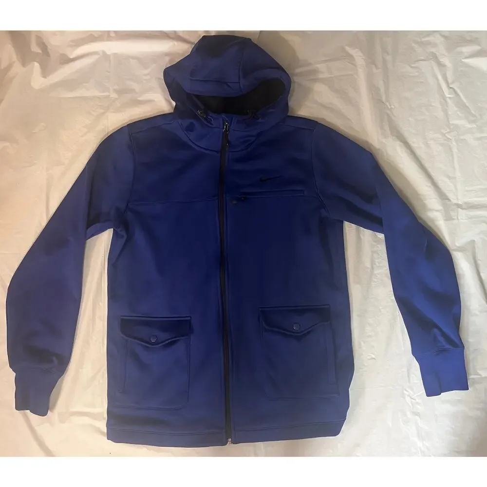 Nike Athletic Dept Full Zip Hooded Jacket Blue Men's M Soft Shell Pockets